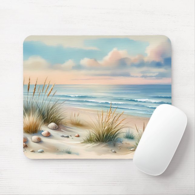 Pastel Coastal Dunes Watercolor Mouse Pad (With Mouse)