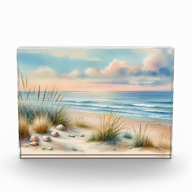 Pastel Coastal Dunes Watercolor Photo Block (Front)