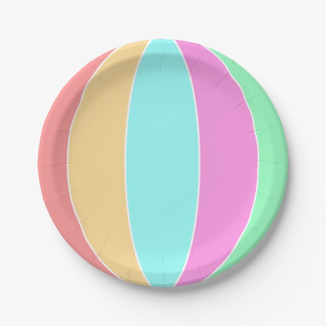 Pastel Color Beach Ball Paper Plate (Front)
