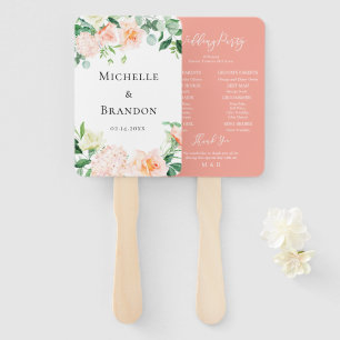 Pastel color blush + wedding foliage hand fan