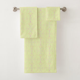 Pastel Color Dots And Tapered Lines Pattern Art Bath Towel Set