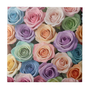 Pastel color roses ceramic tile