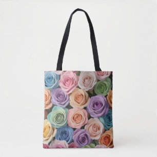 Pastel color roses tote bag