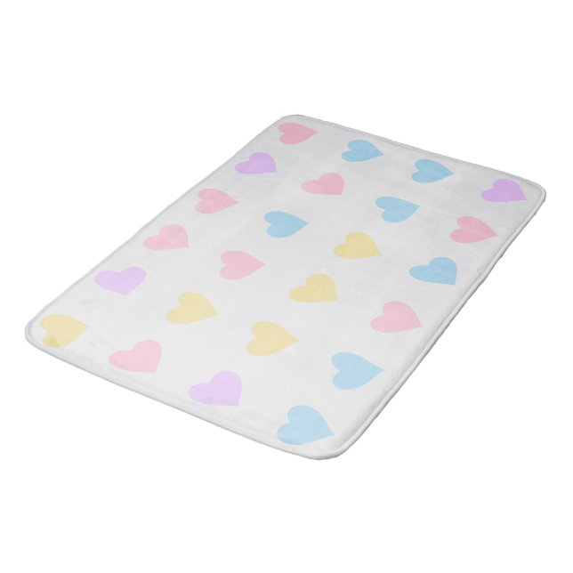 PASTEL COLORED HEARTS  BATH MAT (Angled)