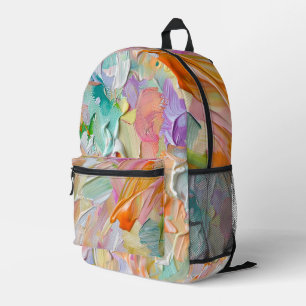PASTEL COLORED PAINT BRUSH STROKES LOOK ABSTRACT PRINTED BACKPACK