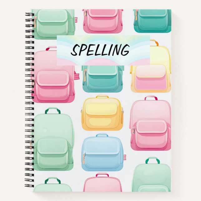 PASTEL COLORED SCHOOL BACKPACKS NOTEBOOK (Front)
