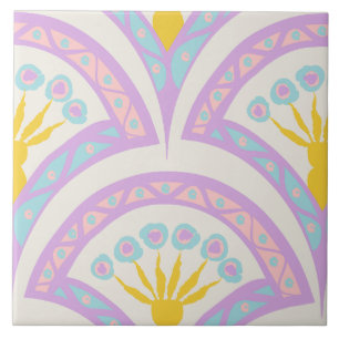 Pastel colored shell pattern ceramic tile
