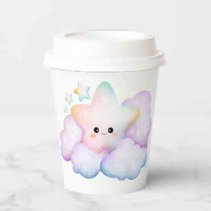 PASTEL COLORED SMILING STAR AND CLOUDS PAPER CUPS