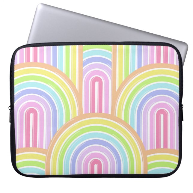 PASTEL COLORED STRIPED PATTERN LAPTOP SLEEVE (Front)