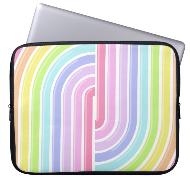 PASTEL COLORED STRIPED PATTERN LAPTOP SLEEVE (Front)