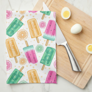 PASTEL COLORED SUMMER POPSICKLES & FRUIT TEA TOWEL