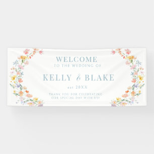 Pastel Colorful Watecolor Wildflower Wedding Banner