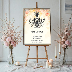 Pastel Colors Chic Floral Vintage Chandelier Poster