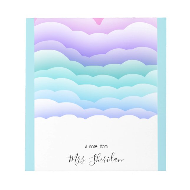 Pastel colors, Cute Sky Teacher Notepad (Front)