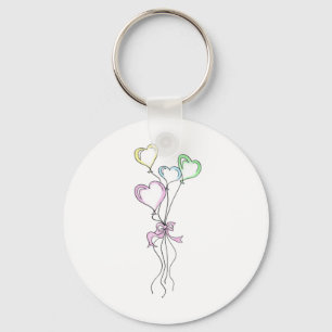 Pastel Colors Heart Balloons Key Ring