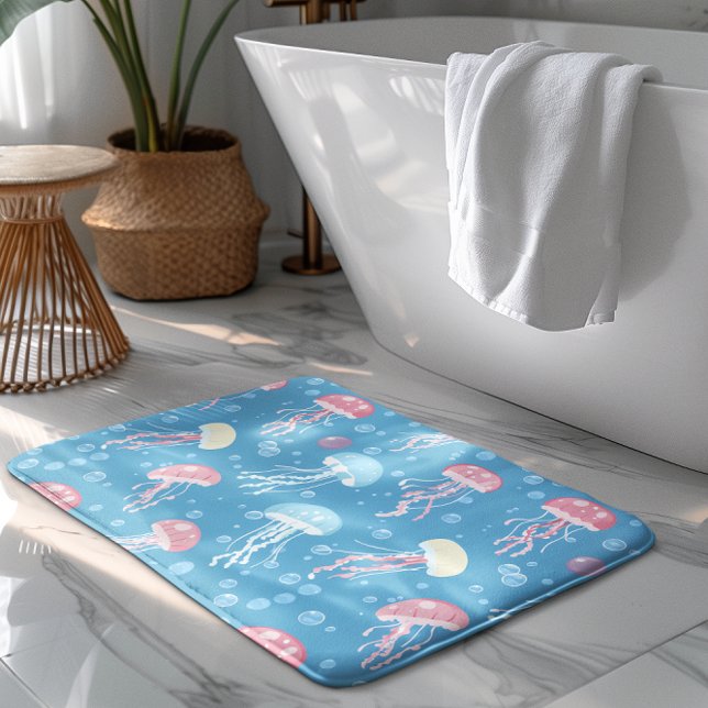 Pastel colors jelly fish pattern bath mat (Creator Uploaded)