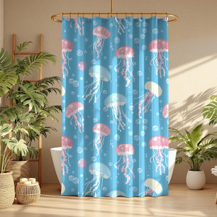 Pastel colors jellyfish pattern shower curtain
