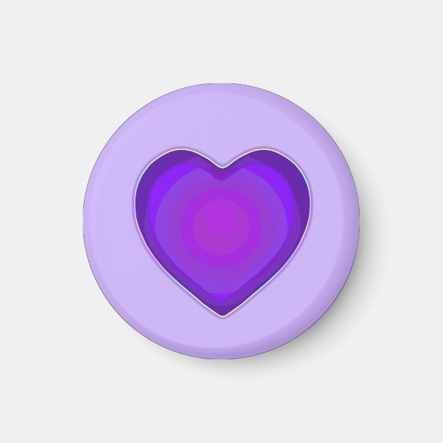 Pastel colors & purple hearts beating magnet (Front)