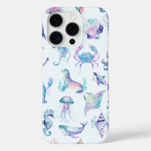 Pastel colors sea animals pattern iPhone 16 pro case