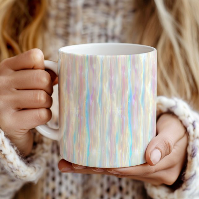 Pastel Colors Shimmering Iridescent Stripes Patter Coffee Mug (Creator Uploaded)