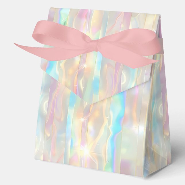 Pastel Colors Shimmering Iridescent Stripes Patter Favour Box (Front)