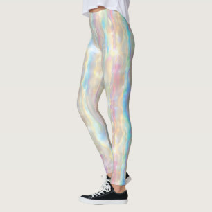 Pastel Colors Shimmering Iridescent Stripes Patter Leggings