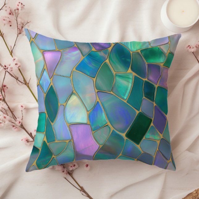 Pastel colors stained glass mosaic pattern cushion (Creator Uploaded)