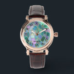 Pastel colors stained glass mosaic pattern watch<br><div class="desc">Elevate your accessories with our stunning watch design,  showcasing a unique pastel-colored stained glass mosaic pattern and elegant black Roman numerals.</div>