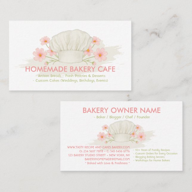 Pastel Colour Bakery Patry Chef Business Card (Front/Back)