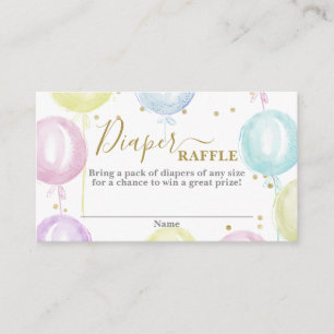 Pastel colour balloons Diaper Raffle Card