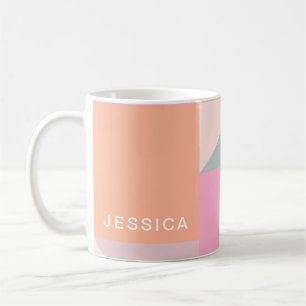 Pastel Colour Block Geometric Shapes Personalised Coffee Mug