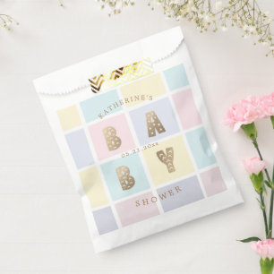 Pastel Colour Block Gold Baby Shower Favour Bag