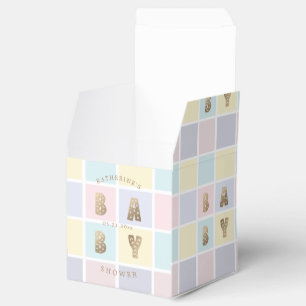 Pastel Colour Block Gold Baby Shower Favour Box