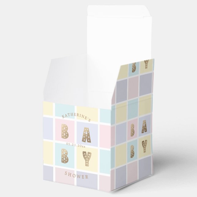 Pastel Colour Block Gold Baby Shower  Favour Box (Opened)