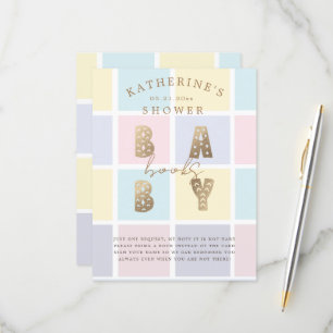 Pastel Colour Block Gold Books For A Baby Card