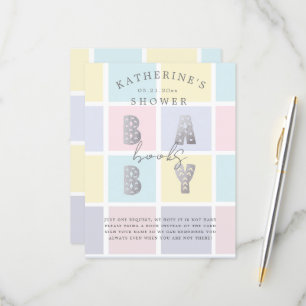 Pastel Colour Block Gold Books For A Baby Card