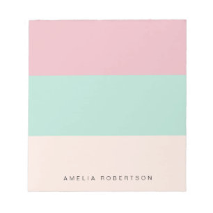 Pastel colour block personalised  notepad