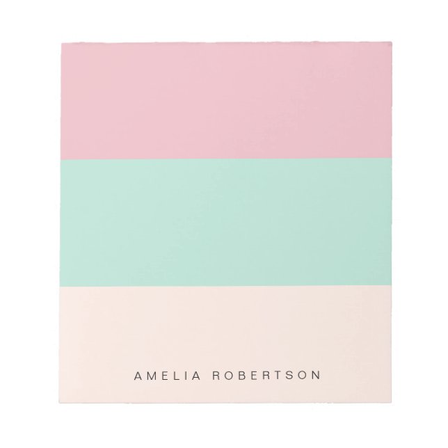 Pastel colour block personalised  notepad (Front)