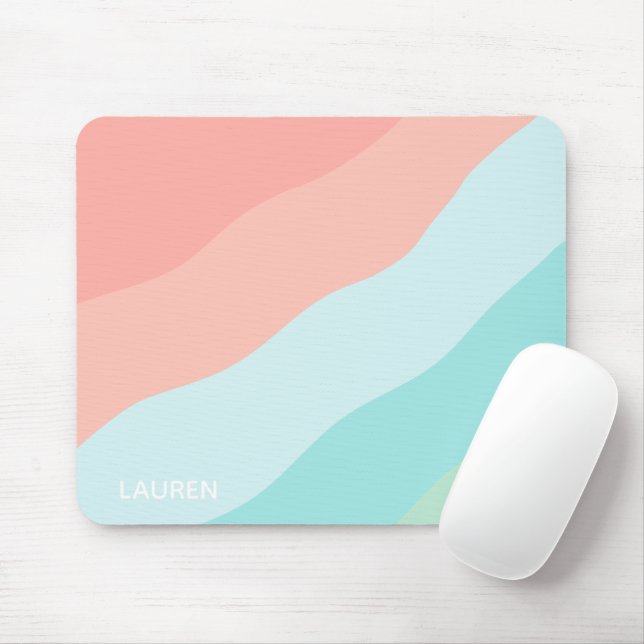 Pastel Colour Blue Green Pink Shapes Personalised Mouse Pad (With Mouse)