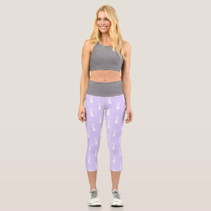 Pastel Colour Bunny Pattern Blue Background Pet Capri Leggings