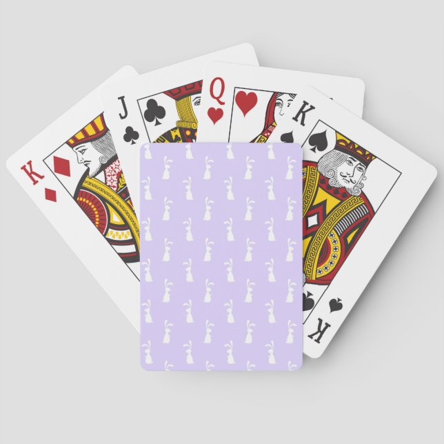 Pastel Colour Bunny Pattern Blue Background Pet Playing Cards (Back)
