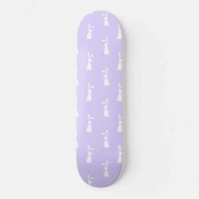 Pastel Colour Bunny Pattern Blue Background Pet Skateboard (Front)