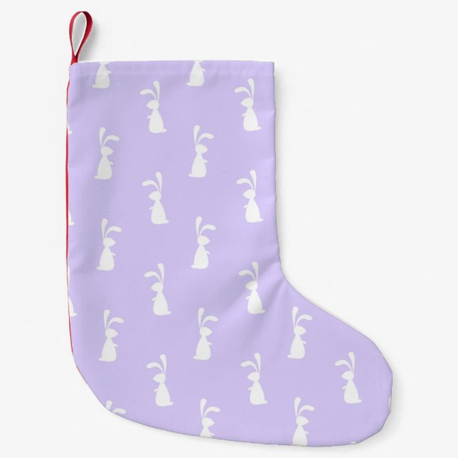 Pastel Colour Bunny Pattern Blue Background Pet Small Christmas Stocking (Front)