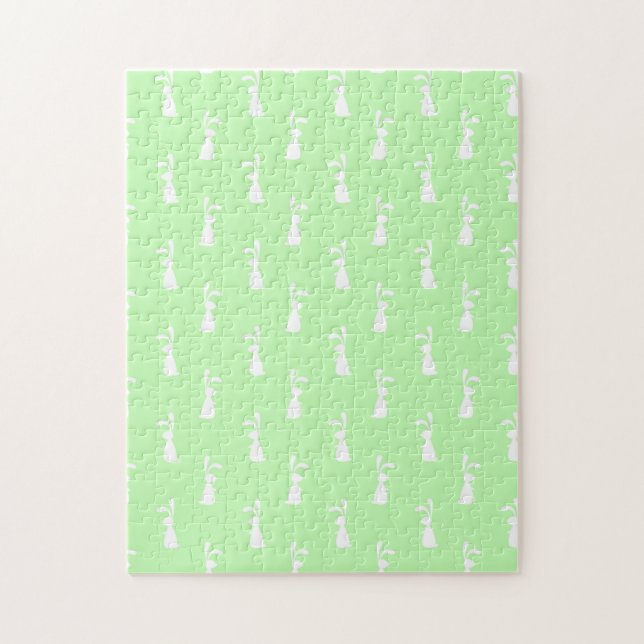 Pastel Colour Bunny Pattern Mint Background Pet Jigsaw Puzzle (Vertical)