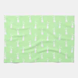 Pastel Colour Bunny Pattern Mint Background Pet Tea Towel