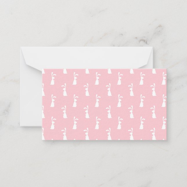 Pastel Colour Bunny Pattern Pink Background Pet Card (Front)