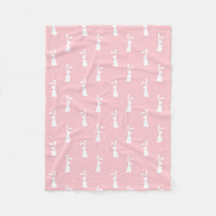 Pastel Colour Bunny Pattern Pink Background Pet Fleece Blanket