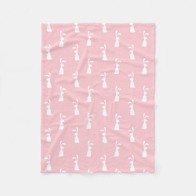 Pastel Colour Bunny Pattern Pink Background Pet Fleece Blanket (Front)