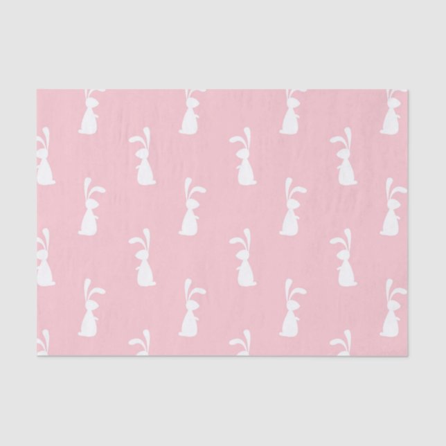 Pastel Colour Bunny Pattern Pink Background Pet Tissue Paper (Front)