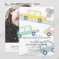Pastel Colour Cars Photo Drive-by Graduation Party